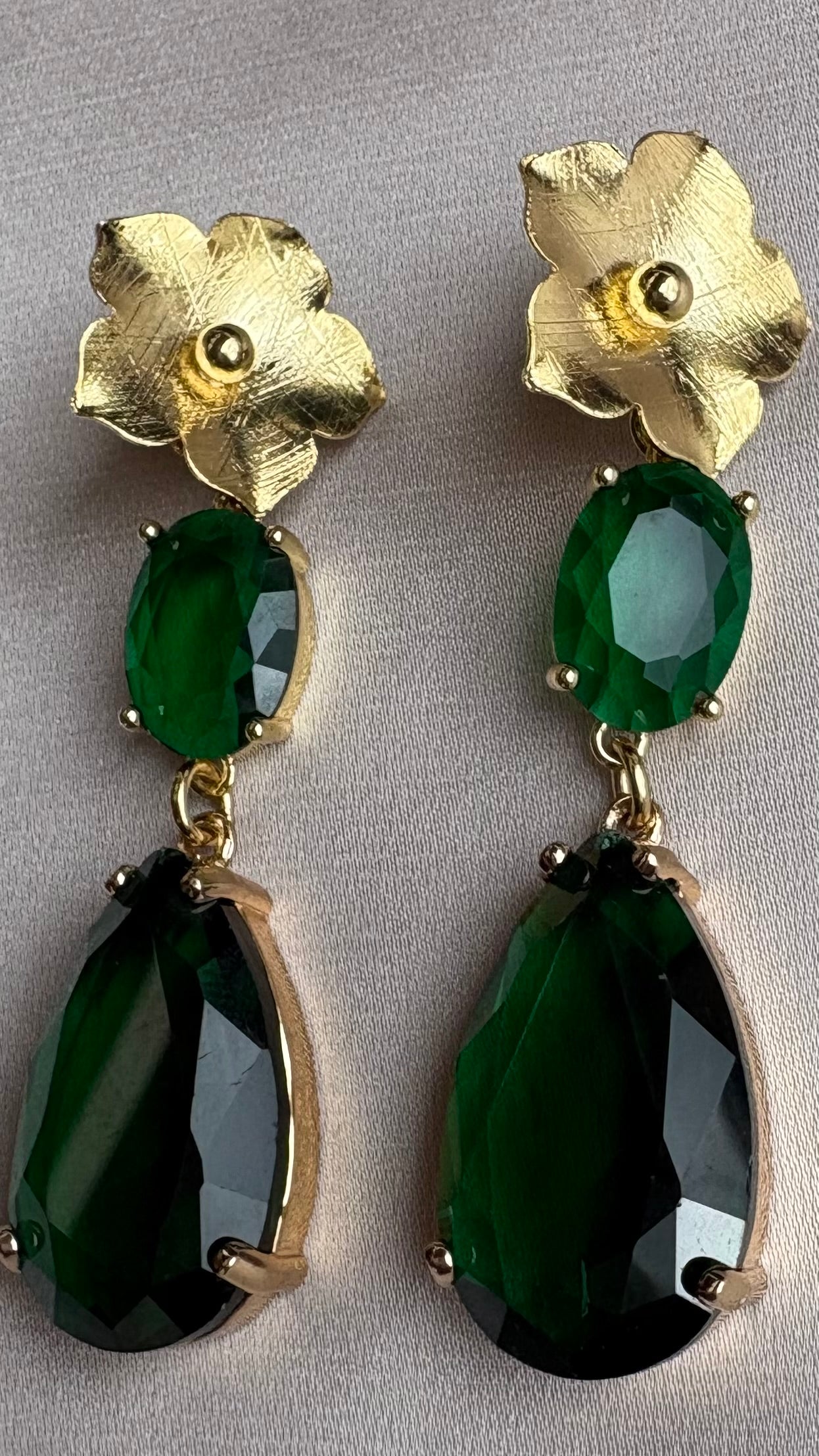 Aros Cristal Verde Gold