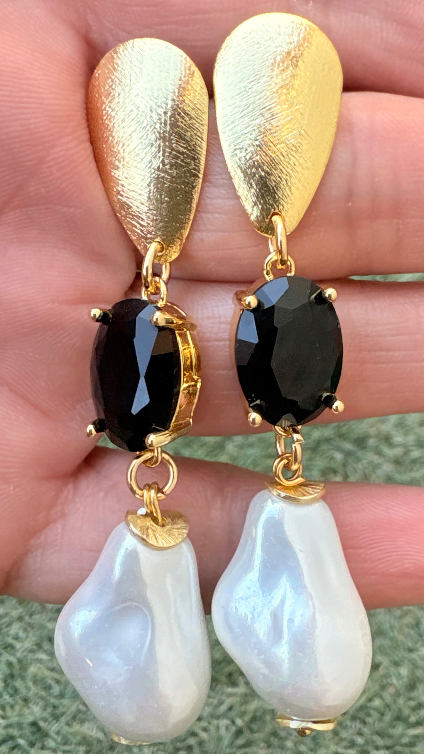 Aros Cristal black Perla