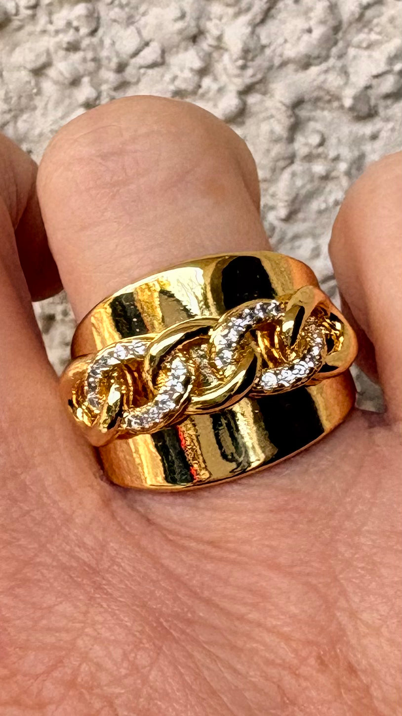 Anillo Cadena microcircones gold