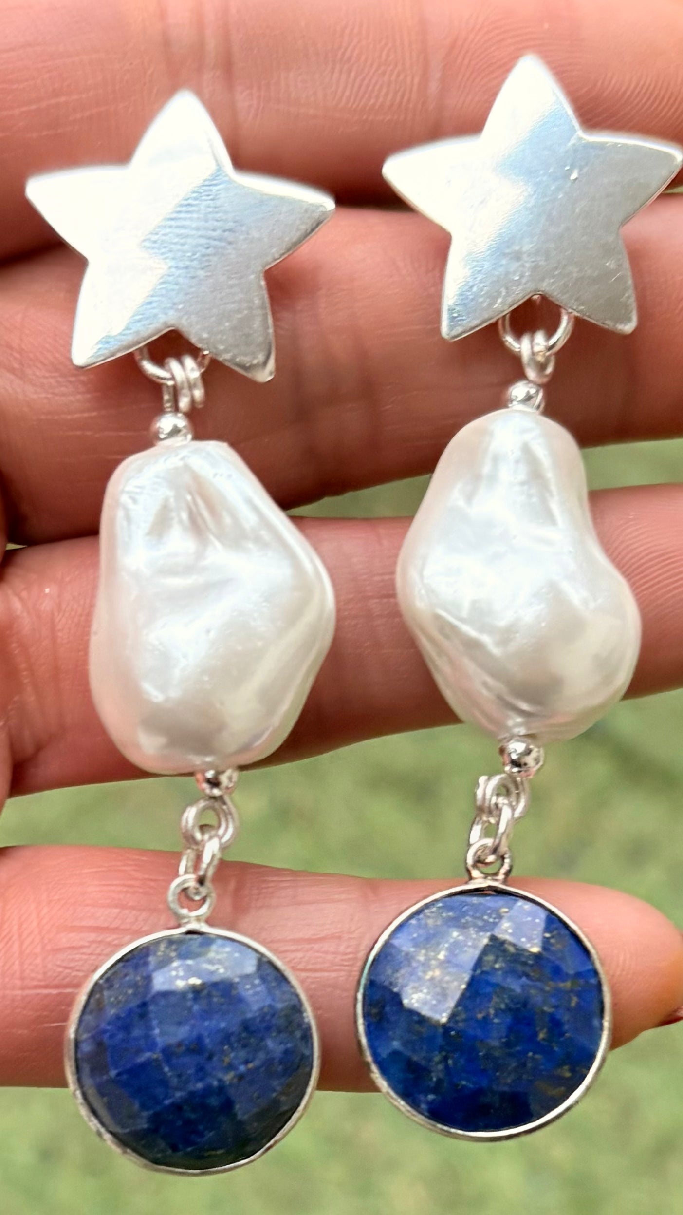 Aros Perla Barroca y lapislázulis