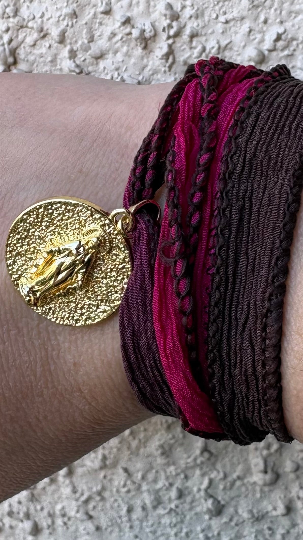 Pulsera Cinta seda de 70cms religiosa