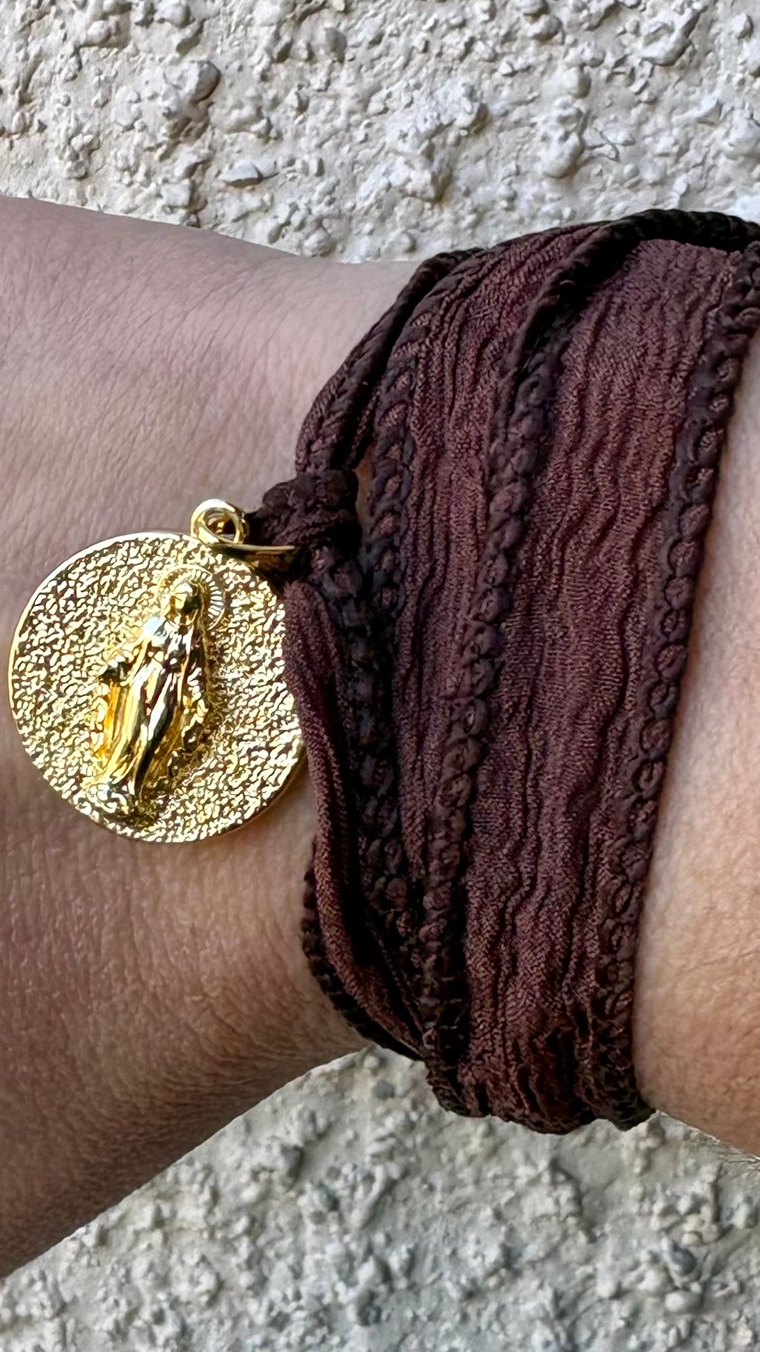 Pulsera Cinta seda de 70cms religiosa