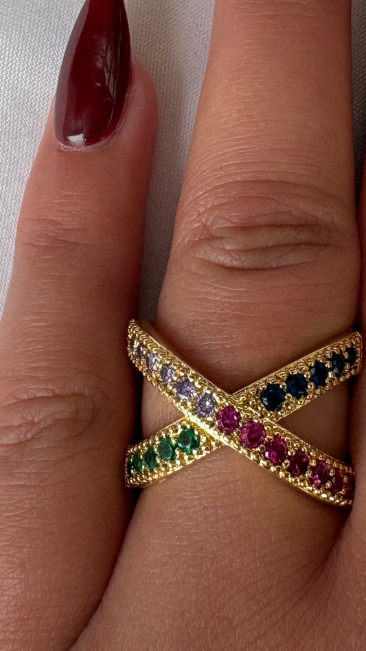 Anillo Cruz De Colores