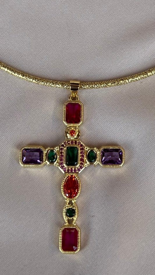 Collar Imán con Cruz Color