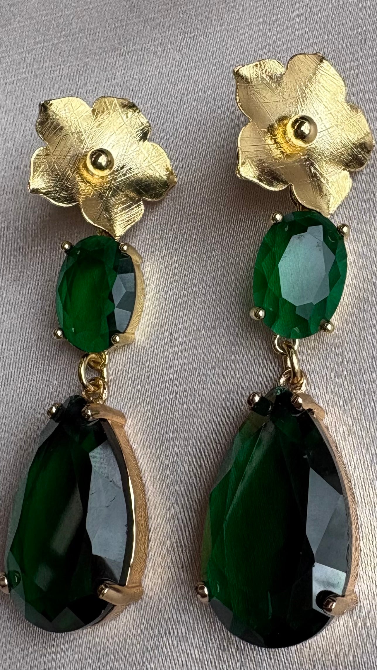 Aros Cristal Verde Gold