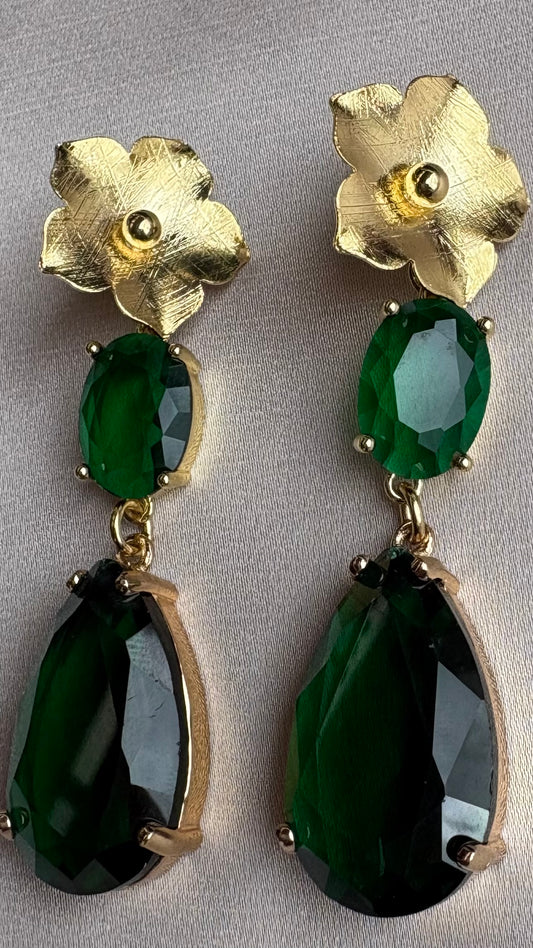 Aros Cristal Verde Gold