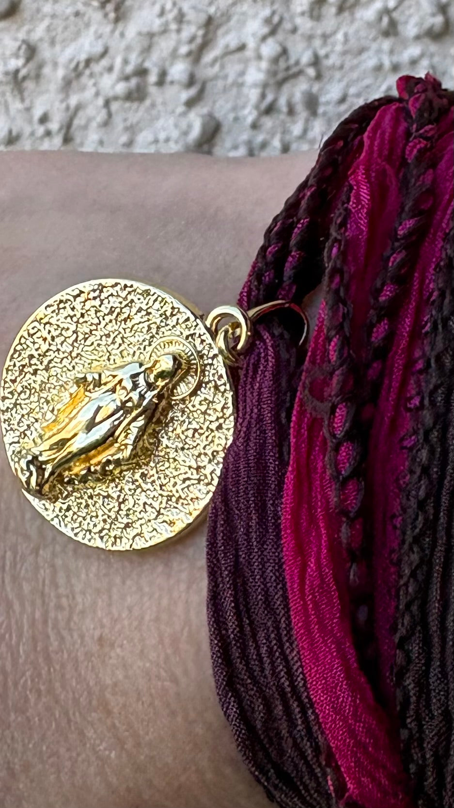 Pulsera Cinta seda de 70cms religiosa
