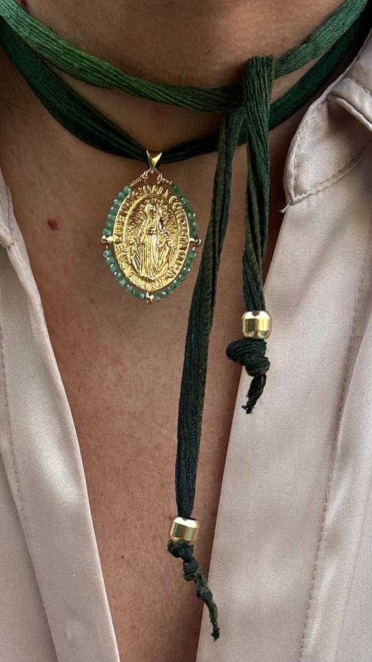 Collar Cinta de seda Virgencita 1 Metro