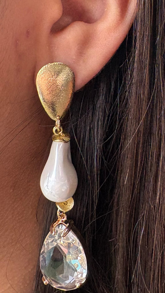 Aros Perla Barroca Cristal