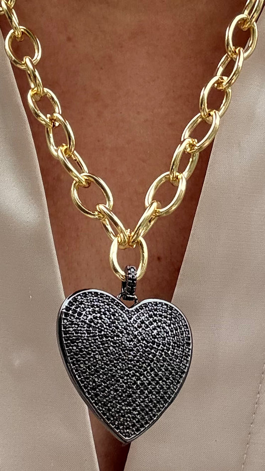 Collar Corazón Microcircon black