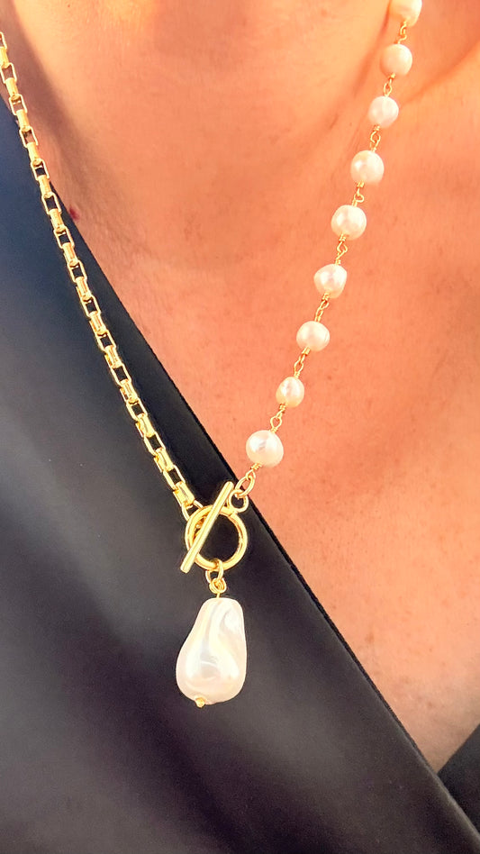 Collar Mitad perla mitad cadena