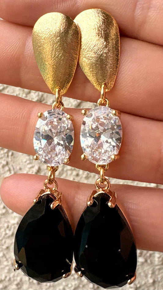 Aros Cristal black y Perla