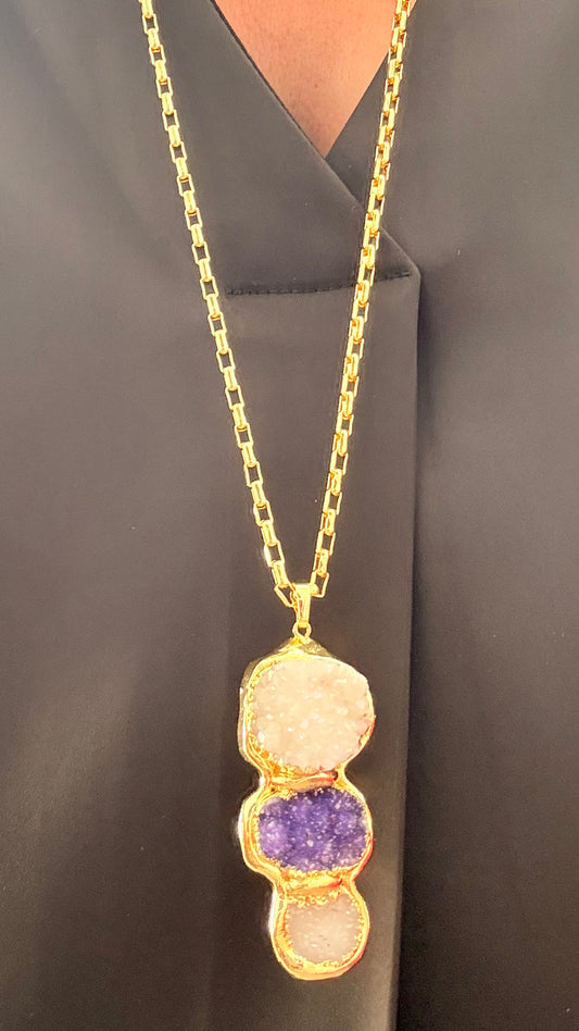Collar Druza enchape en oro gold