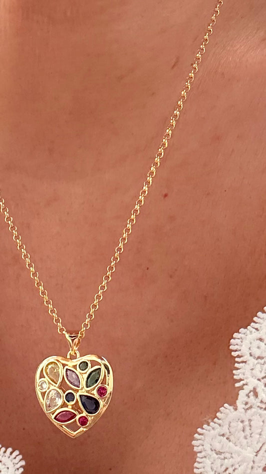 Collar Corazón cristal color
