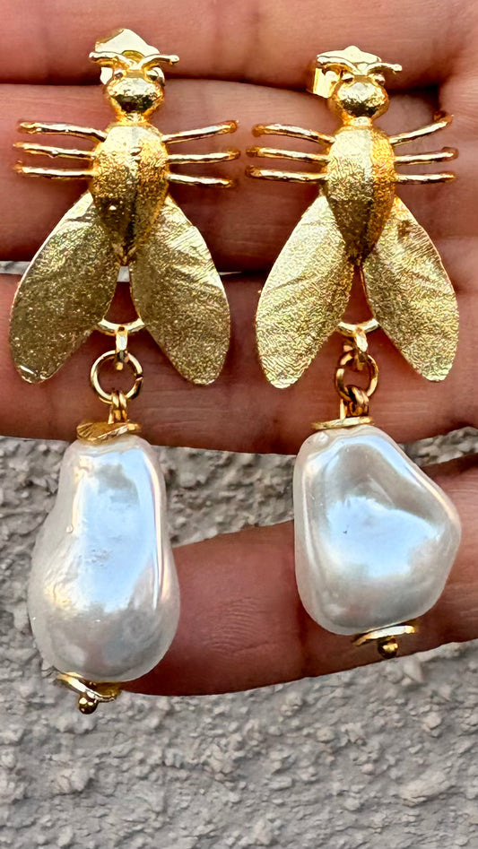 Aros Abeja Perla colección ziba