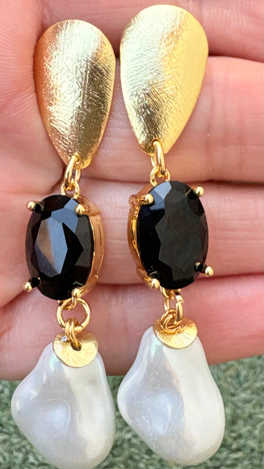 Aros Cristal black Perla