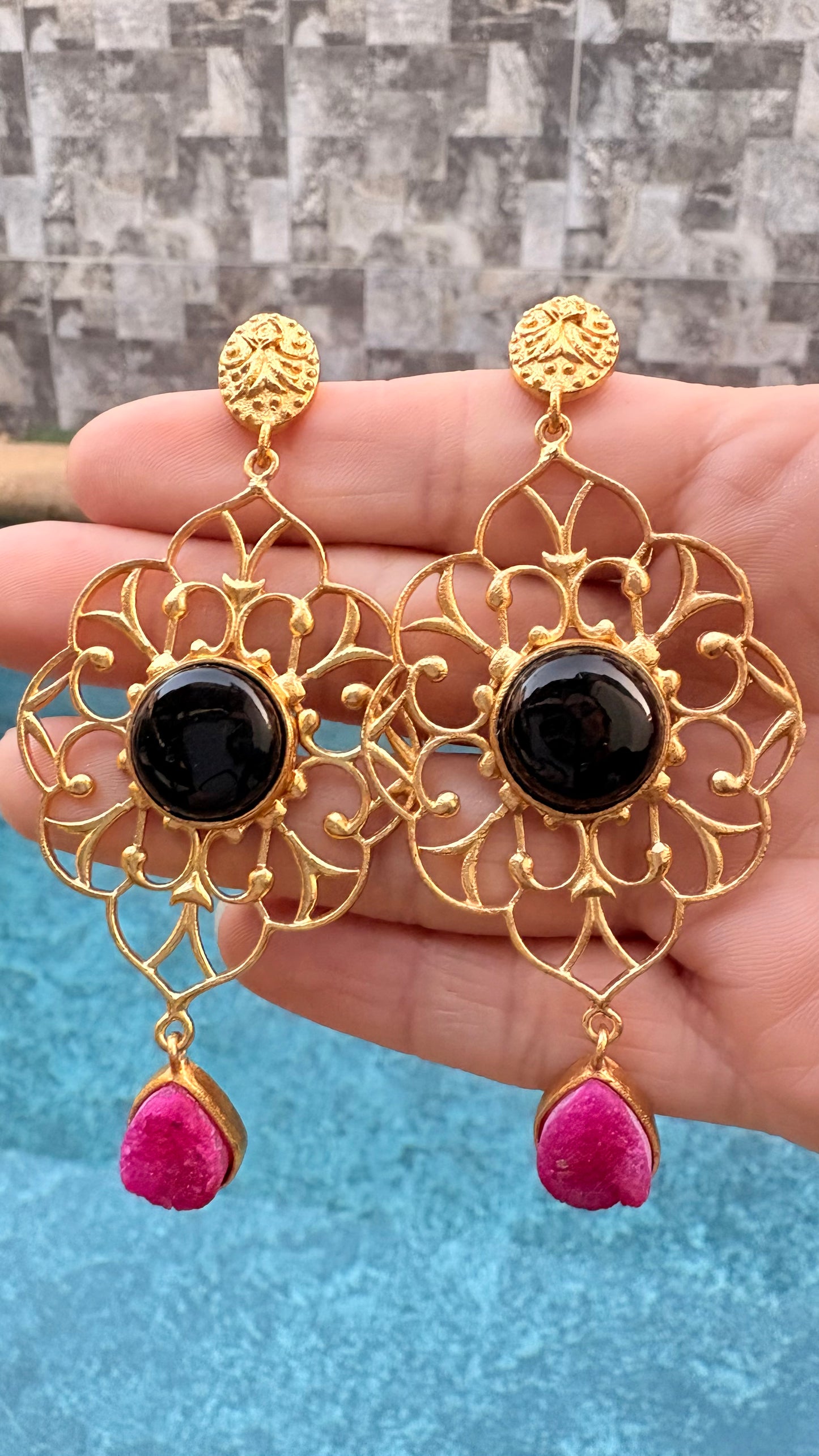 Aros Abanico gold colección ziba