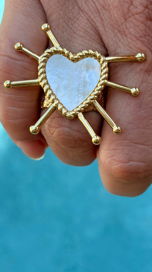 Anillo Corazón Nacar Flechado