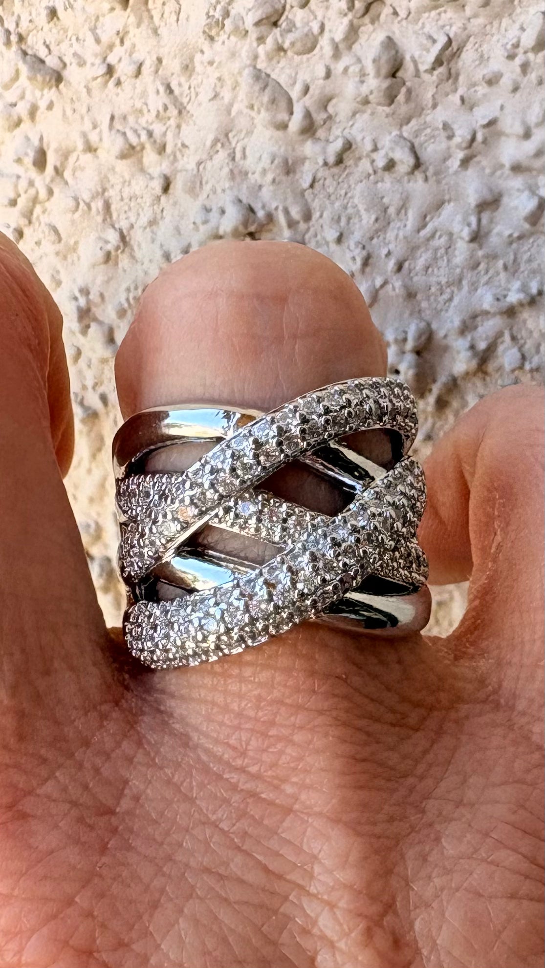 Anillo Cruzado enchape plata