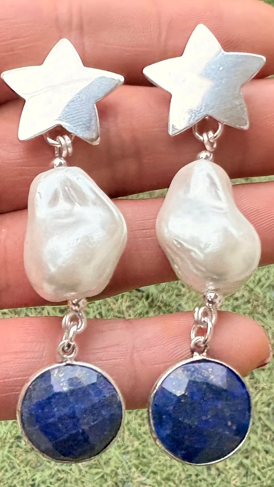 Aros Perla Barroca y lapislázulis