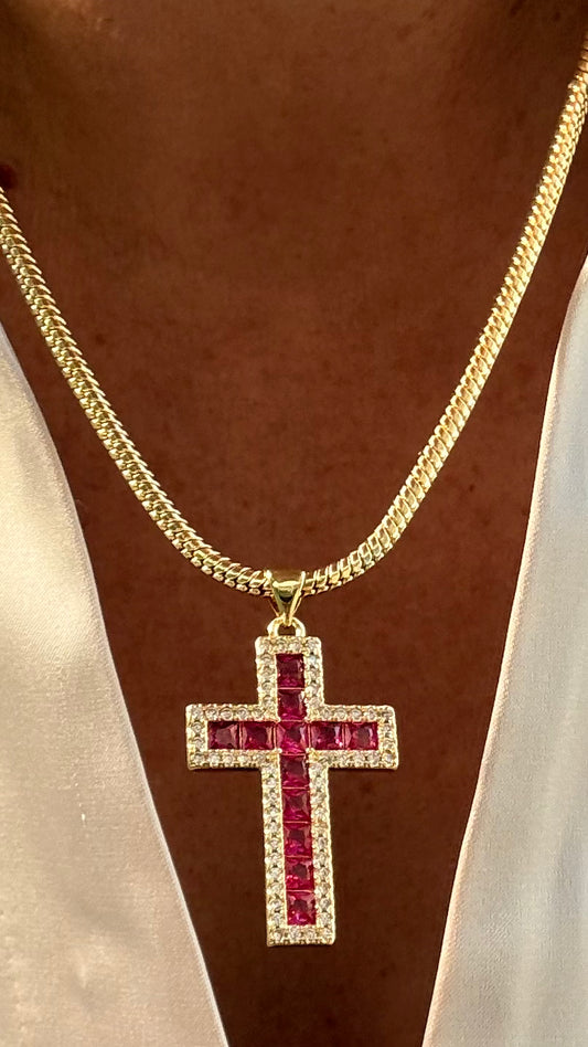 Collar Cruz red microcircones