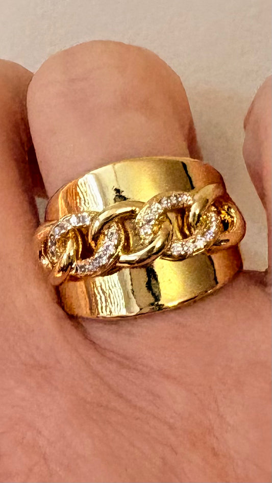 Anillo Cadena microcircones gold