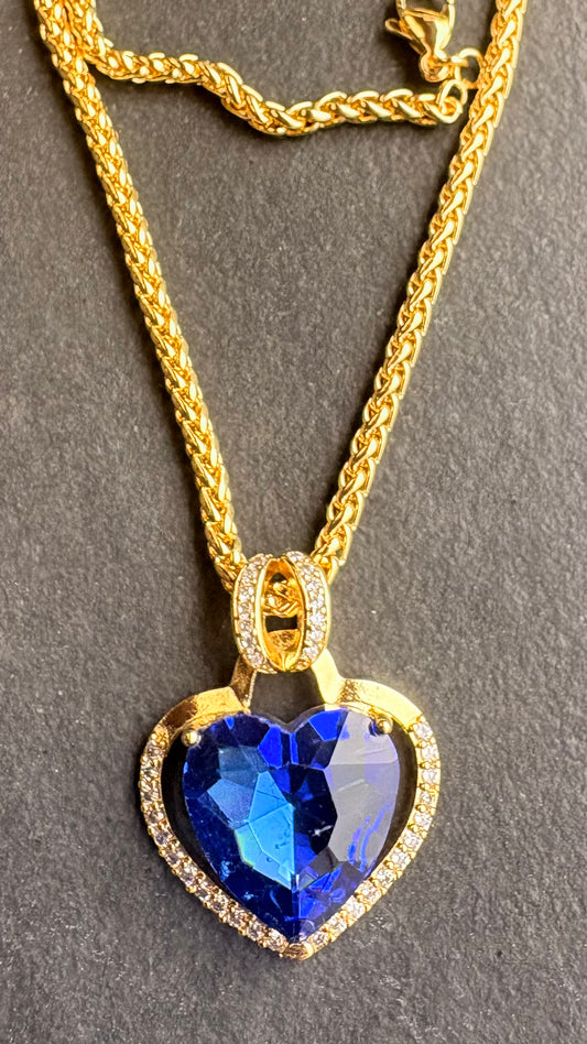 Collar Corazón Cristal Blue