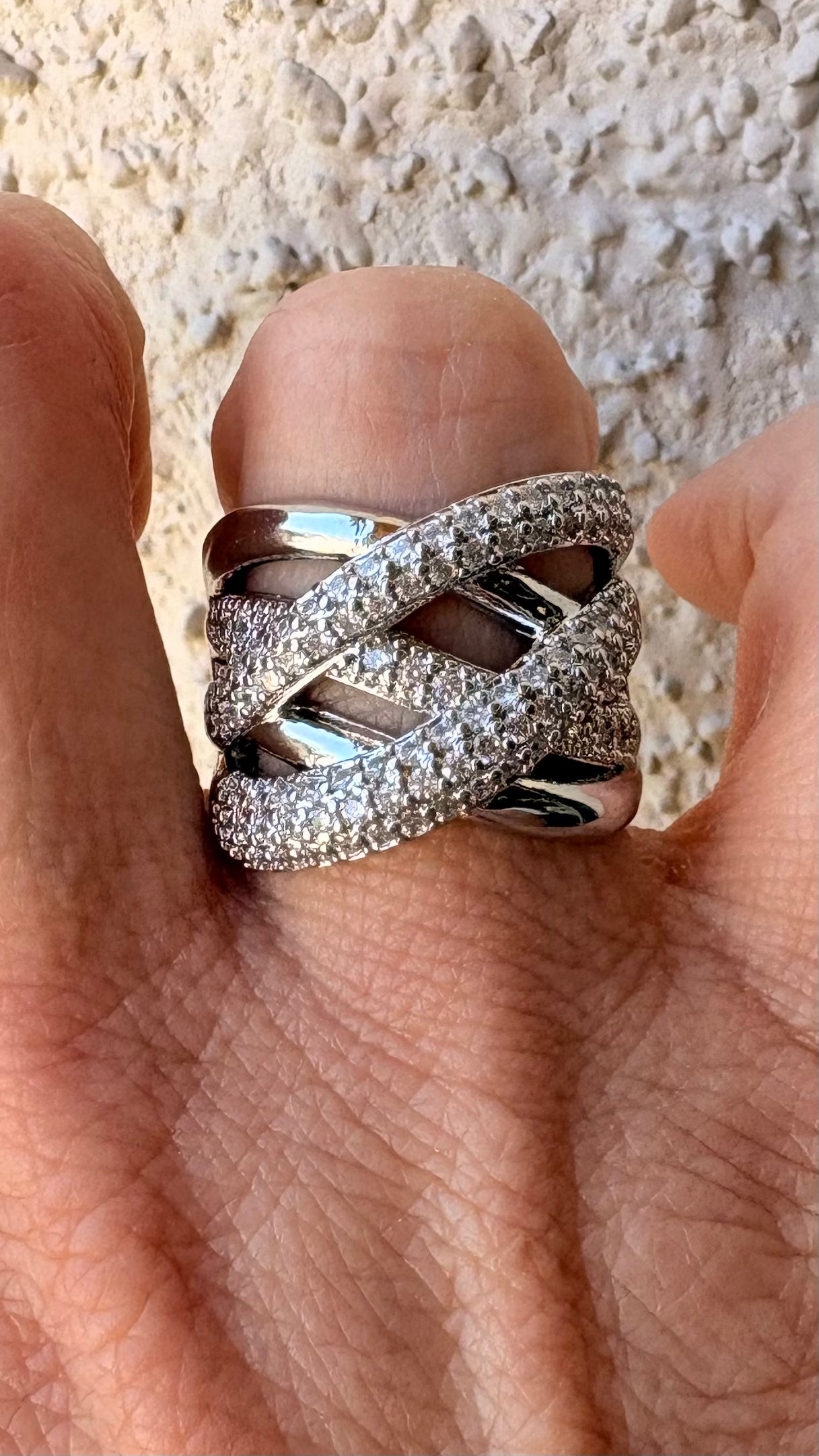 Anillo Cruzado enchape plata