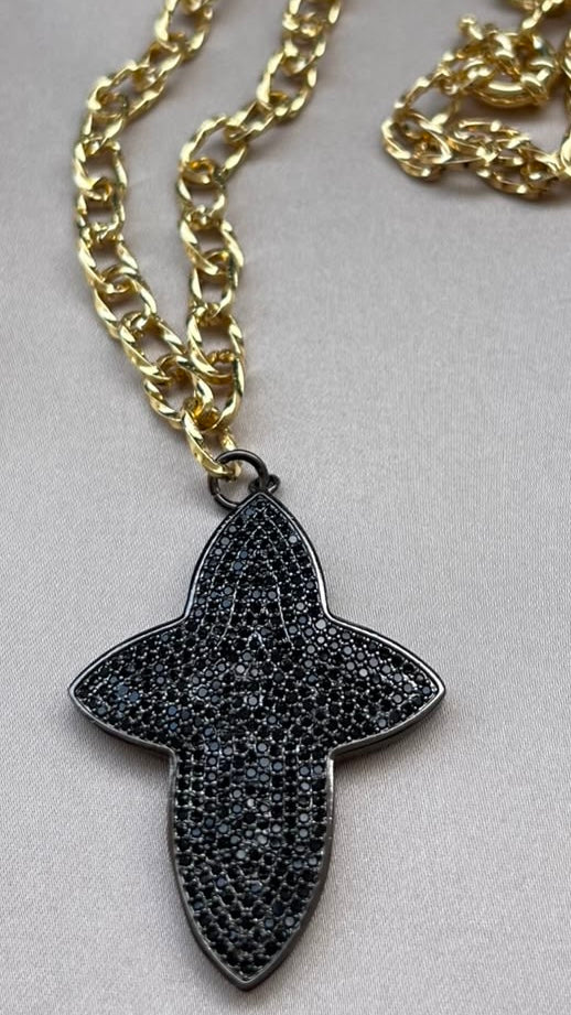 Collar cruz Black Microcircones