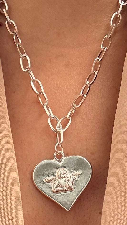 Collar Angel de la guarda enchape plata