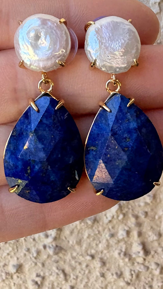 Aros Lapislázuli perlado